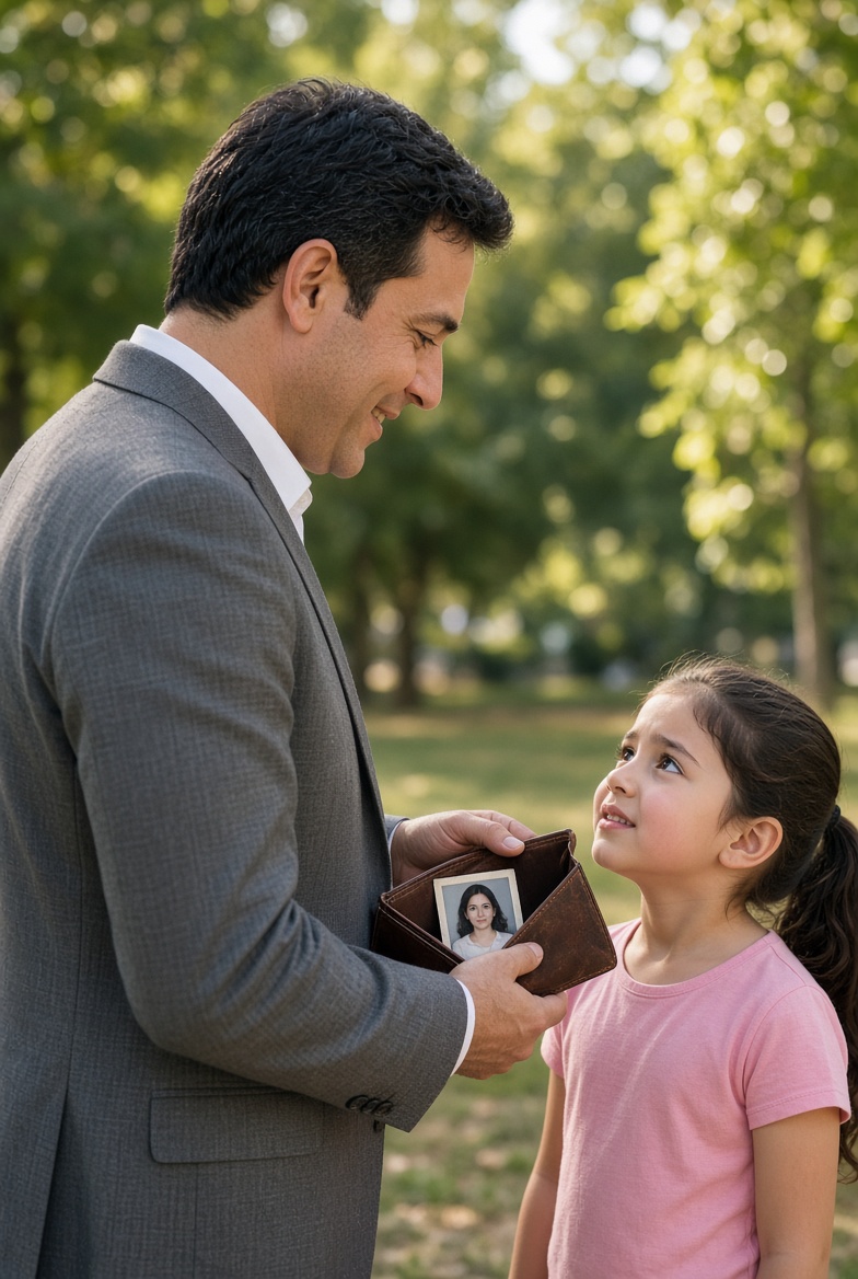 A closer look at the photograph tucked inside the wallet